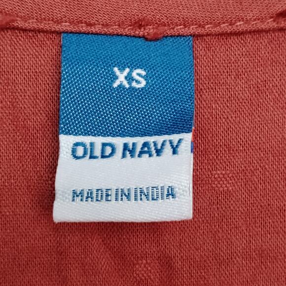 Old Navy Clip Dot  Mini Swing Dress XS A Little Rusty Color Pockets Long Sleeve - Picture 7 of 10